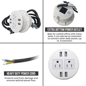 img 1 attached to 💡 Универсальная круглая настольная зарядная станция Power Grommet Outlet – 4 USB/3 розетки постоянного тока – ETL – Подходит для отверстий 3 1/8" - 3 1/4" – DC-8889 (белый)