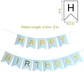 img 1 attached to 🎉 Яркий набор баннеров Tellpet Light Blue HAPPY BIRTHDAY + 5 золотых воздушных шаров с конфетти