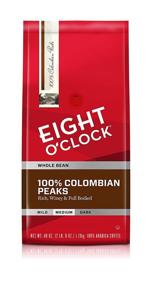 img 4 attached to Medium Roast Whole Bean Coffee - 100% Colombian Peaks by Eight O'Clock Coffee, 40 Oz