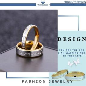 img 2 attached to 💍 Netmetoo His Hers Couples Rings: Forever Love Promise Rings - Engraved Boyfriend Girlfriend Gift in Gold-Tone Titanium Steel