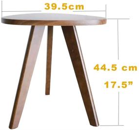 img 3 attached to Purzest End Table: Elegant Pecan Wood Triangle Side Table, Mid-Century Modern Accent for Bedroom, Living Room, Balcony, Nightstand - Compact & Stylish