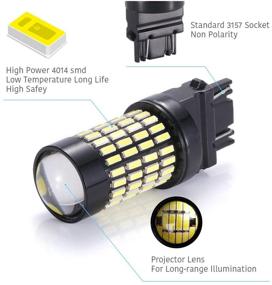 img 3 attached to LUYED 2 X 1700 Lumens Super Bright 3157 4014 102-EX Chipsets 3056 3156 3057 3157 LED Bulbs with Projector for Backup Reverse Lights, Xenon White (Most Powerful LED in the Market)