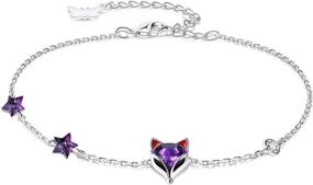 img 4 attached to 🦊 PLATO H Fox Bracelet: Delicate and Dainty Blue Crystal Animal Jewelry for Women and Girls, Comes with Gift Box