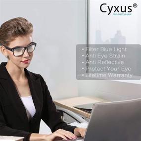 img 1 attached to 👓 Очки для компьютера Cyxus 8084Т29 Чайно-коричневого цвета с блокировкой синего света: эффективные очки с прозрачными линзами от УФ-излучения для женщин/мужчин для предотвращения усталости глаз.