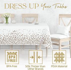 img 3 attached to Stylish and Convenient: StarMar White and Gold Plastic Tablecloth for Rectangle Tables - 4 Pack, Perfect for Parties and Special Occasions