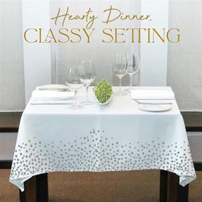 img 1 attached to Stylish and Convenient: StarMar White and Gold Plastic Tablecloth for Rectangle Tables - 4 Pack, Perfect for Parties and Special Occasions