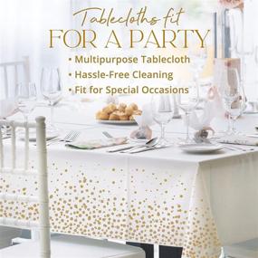 img 2 attached to Stylish and Convenient: StarMar White and Gold Plastic Tablecloth for Rectangle Tables - 4 Pack, Perfect for Parties and Special Occasions