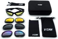 🕶️ vcan polarized motorcycle riding glasses: enhance outdoor activity and sports with black frame and 4 lens kit logo