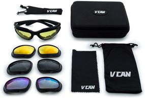 img 4 attached to 🕶️ VCAN Polarized Motorcycle Riding Glasses: Enhance Outdoor Activity and Sports with Black Frame and 4 Lens Kit