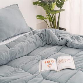 img 3 attached to 🌿 RECYCO Sage Green Comforter Set – Lightweight, Ultra Soft Quilted Bedding, Down Alternative Duvet Insert with Pillow Sham for All Seasons