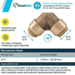 img 2 attached to 🔧 SharkBite U256LFA 90 Degree Elbow: Seamless Plumbing Pipe Connector for PEX, Copper, CPVC, and HDPE; 3/4 Inch Push-to-Connect Fittings