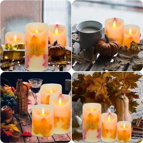 img 1 attached to 🍁 AVEKI Flameless LED Maple Leaf Candle Lights - Set of 3 Battery Operated Warm White Flickering Electric Candles with Remote Timer for Wedding and Decor