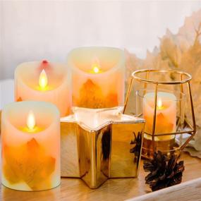 img 2 attached to 🍁 AVEKI Flameless LED Maple Leaf Candle Lights - Set of 3 Battery Operated Warm White Flickering Electric Candles with Remote Timer for Wedding and Decor