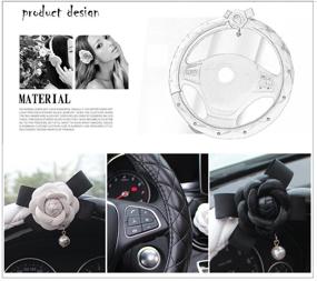 img 2 attached to 🌹 Follicomfy Car Steering Wheel Cover - Fashionable Flower Diamond Pearl Design, Ideal for Girls, Women, and Ladies - Universal Size in Eye-Catching Rose Red