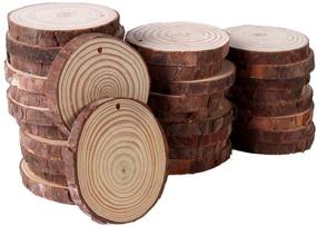 img 4 attached to Pack of 30 Wood Slices 2.8-3 inch: Unfinished Natural Wooden Circles with Hole - Ideal for Centerpieces, Arts and Crafts, Wedding Decorations, Christmas Ornaments, and DIY Crafts