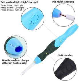 img 1 attached to Enhance Your Crochet Experience with Ergonomic Rechargeable Lighted Hooks - Complete Set with Case and Interchangeable Heads (Blue)