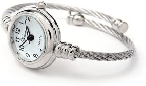 img 1 attached to New Geneva Silver Cable Band Women's Small Size Bangle Watch: Chic and Stylish Timepiece