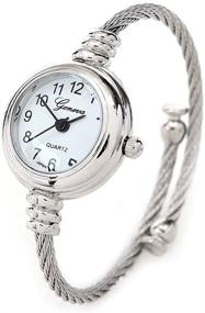 img 2 attached to New Geneva Silver Cable Band Women's Small Size Bangle Watch: Chic and Stylish Timepiece