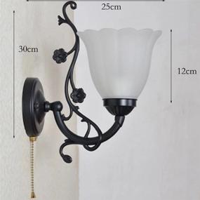 img 2 attached to 💡 LED E27 Wall Lamp with Pull Chain Switch for Living Room, Staircase, Balcony - Simple Glass Lampshade, Ideal for Bedroom Bedside Sconces