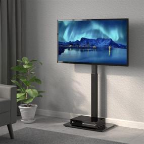 img 2 attached to YOMT TV Stand: Adjustable Height Corner Stand for 27-55 inch LCD, LED, OLED TVs - Black