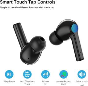 img 3 attached to 🎧 Беспроводные наушники GAMURRY - Bluetooth 5.0 наушники с HiFi стереозвуком, управление с помощью сенсора, водостойкость IP67, время работы 25 часов, зарядка через USB-C - встроенный микрофон, стерео наушники внутри уха.