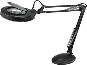 img 3 attached to V-LIGHT Magnifier Task Lamp with Full Spectrum Natural Daylight Effect, 3 Diopter Glass Lens, Desktop or Clamp-On Mounting Options (VS40203BR), Black