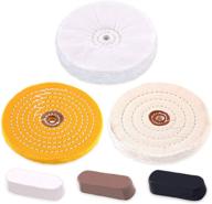 rustark 6-piece polishing kit with assorted buffing wheels - black emery, brown tripoli, white diamond, yellow flannel (30 ply), cotton (40 ply) - for optimal polishing results logo