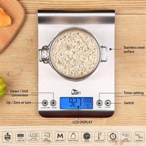 img 3 attached to 🔢 Ultra Slim Multifunction Stainless Steel Digital Kitchen Scale with Hook Design - 11lb 5kg Capacity, Back-Lit LCD Display, Perfect for Measuring Ingredients and Liquids