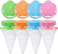 🌪️ set of 8 household washing machine lint catchers, reusable lint traps for washing machines, floating lint mesh bags for hair filter net pouch (blue, pink, green, orange) logo