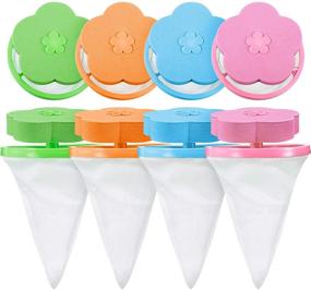 img 4 attached to 🌪️ Set of 8 Household Washing Machine Lint Catchers, Reusable Lint Traps for Washing Machines, Floating Lint Mesh Bags for Hair Filter Net Pouch (Blue, Pink, Green, Orange)