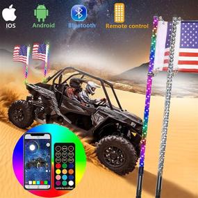 img 4 attached to Taolook 2pcs 3ft 5050 LED Whip Lights with Flag, 300 Colors & 366 Modes - Lighted Whips Antenna for UTV ATV - RF Remote & Mobile Bluetooth Control - Off Road Truck Dune Vehicle - ATV UTV RZR Can-Am
