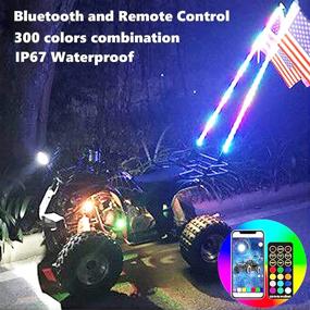 img 3 attached to Taolook 2pcs 3ft 5050 LED Whip Lights with Flag, 300 Colors & 366 Modes - Lighted Whips Antenna for UTV ATV - RF Remote & Mobile Bluetooth Control - Off Road Truck Dune Vehicle - ATV UTV RZR Can-Am