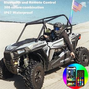 img 2 attached to Taolook 2pcs 3ft 5050 LED Whip Lights with Flag, 300 Colors & 366 Modes - Lighted Whips Antenna for UTV ATV - RF Remote & Mobile Bluetooth Control - Off Road Truck Dune Vehicle - ATV UTV RZR Can-Am