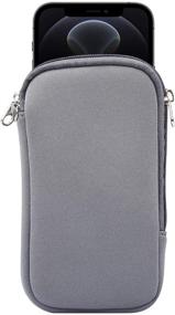 img 4 attached to TY-Box Neoprene Cell Phone Pouch: Shock Absorbing Sleeve with Soft Case & 📱 Necklace Lanyard for iPhone 11 Pro Max/XR, Samsung Galaxy Note 20 Ultra/S10/A50/A71 - Zipper Grey