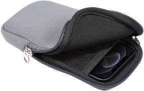 img 2 attached to TY-Box Neoprene Cell Phone Pouch: Shock Absorbing Sleeve with Soft Case & 📱 Necklace Lanyard for iPhone 11 Pro Max/XR, Samsung Galaxy Note 20 Ultra/S10/A50/A71 - Zipper Grey