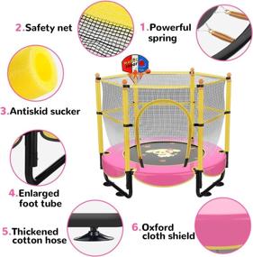 img 2 attached to 5ft Mini Toddler Trampoline with Enclosure and Basketball Hoop for Indoor and Outdoor Fun - Perfect Birthday Gift for Kids Ages 2-5