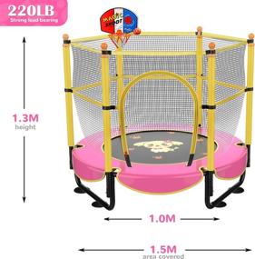 img 1 attached to 5ft Mini Toddler Trampoline with Enclosure and Basketball Hoop for Indoor and Outdoor Fun - Perfect Birthday Gift for Kids Ages 2-5