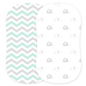 img 4 attached to 🐘 Cuddly Cubs Bassinet Sheets Set - 2 Pack - Soft Jersey Cotton Cradle Sheets, Fitted for Halo Bassinet, Fisher Price, Delta, Graco, Elephant & Chevron Design