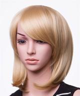 swacc 11” women's short straight synthetic bob wig in beige blonde-08 - ideal for cosplay, anime costumes, parties - includes wig cap logo