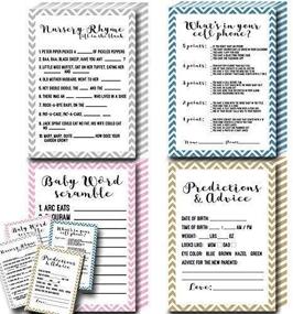 img 1 attached to Interactive and Engaging Baby Shower Games - 25 each of Baby Word Scramble, What's in Your Cell Phone, Nursery Rhyme Game, Predictions and Advice - Perfect for Both Baby Boy or Girl Showers - By WeTheParty