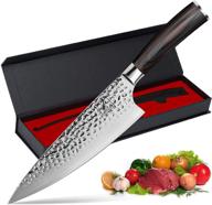 🔪 imarku 8 inch chef knife - premium sharp kitchen knife with hc german stainless steel blade - ideal for home kitchen and restaurant cooking - hand-hammered, ergonomic handle - comes in gift box logo