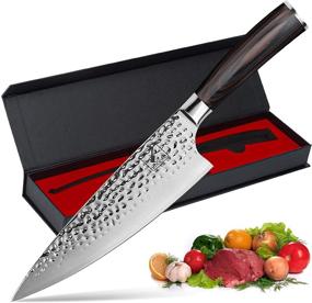 img 4 attached to 🔪 Imarku 8 inch Chef Knife - Premium Sharp Kitchen Knife with HC German Stainless Steel Blade - Ideal for Home Kitchen and Restaurant Cooking - Hand-Hammered, Ergonomic Handle - Comes in Gift Box