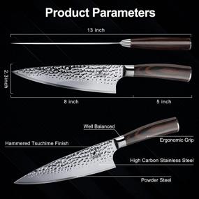 img 1 attached to 🔪 Imarku 8 inch Chef Knife - Premium Sharp Kitchen Knife with HC German Stainless Steel Blade - Ideal for Home Kitchen and Restaurant Cooking - Hand-Hammered, Ergonomic Handle - Comes in Gift Box