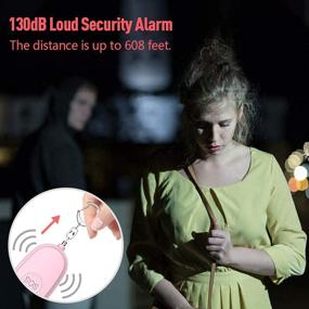 img 2 attached to 🚨 Набор из 4 безопасных звуковых персональных сигналов: 130 дБ самообороны безопасности на брелоке с светодиодными огнями, USB-заряжаемый чрезвычайный сиреневый сигнал безопасности для женщин, девушек, детей, пожилых