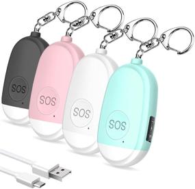 img 4 attached to 🚨 4-Pack Safe Sound Personal Alarms: 130dB Self Defense Security Keychain with LED Lights, USB Rechargeable Emergency Siren Song Safety Alarm for Women, Girls, Children, Elderly