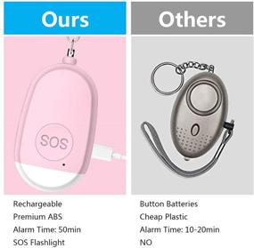 img 3 attached to 🚨 4-Pack Safe Sound Personal Alarms: 130dB Self Defense Security Keychain with LED Lights, USB Rechargeable Emergency Siren Song Safety Alarm for Women, Girls, Children, Elderly