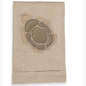 img 4 attached to 🐢 Mud Pie Frayed Linen Towel with Sea Life Turtle Design