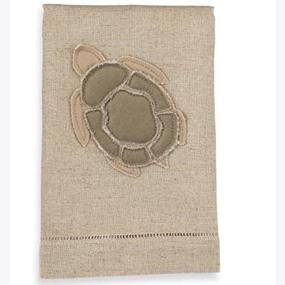 img 2 attached to 🐢 Mud Pie Frayed Linen Towel with Sea Life Turtle Design