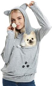 img 4 attached to Womens Pet Carrier Shirts: Stay Comfortable 👚 and Bond with Your Pets in our Mewgaroo Hoodie!