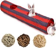 🐇 tfwadmx bunny tunnel: rabbit tunnels and tubes, collapsible hideaway small animal activity toys with 3 grass balls for chinchillas, ferrets, guinea pigs, gerbils, hamsters, rats - size: 51 x 10 inches logo